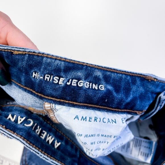 American Eagle | Hi-Rise Jegging Jeans Distressed Blue | 00 Short - Picture 4 of 10